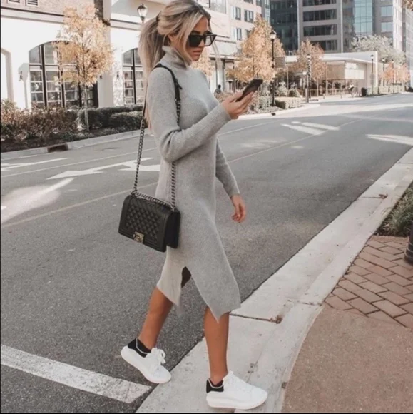 Lulus Dresses Nwt Lulus Sheerah Turtleneck Midi Sweater Dress